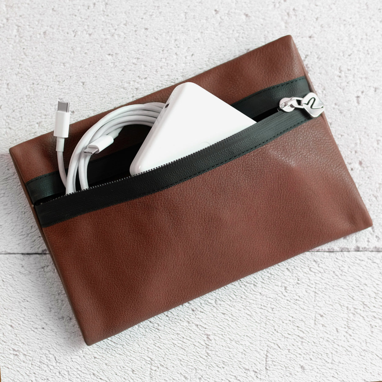 Kabeltasche Leder KAKAO