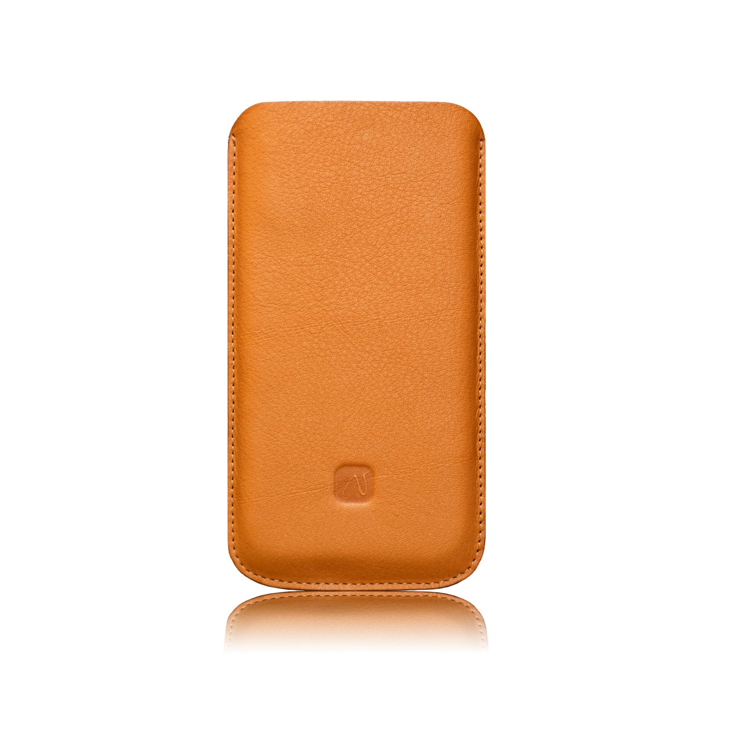 iPhone Sleeve aus orangefarbenem Leder
