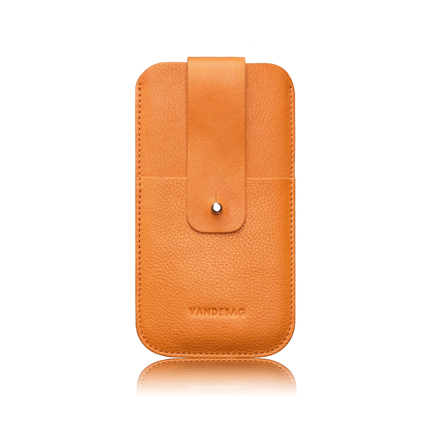 Handy Sleeve mit Zuglasche aus Leder in Orange