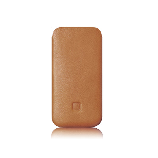 Slim Sleeve - hellbraune iPhone Hülle aus Nappaleder