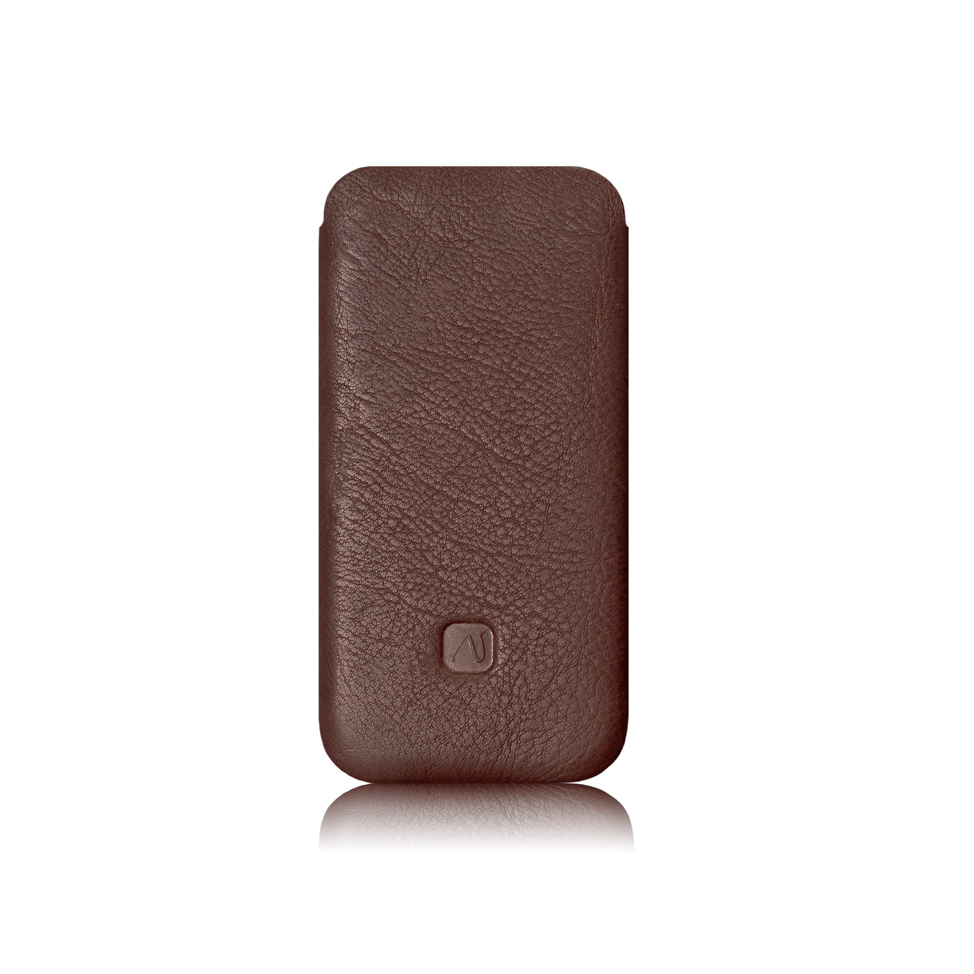 schlankes iPhone Sleeve aus schokobraunem Leder