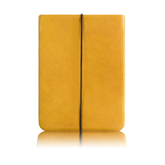 gelbe iPadhülle mit schwarzem Verschlussgummi