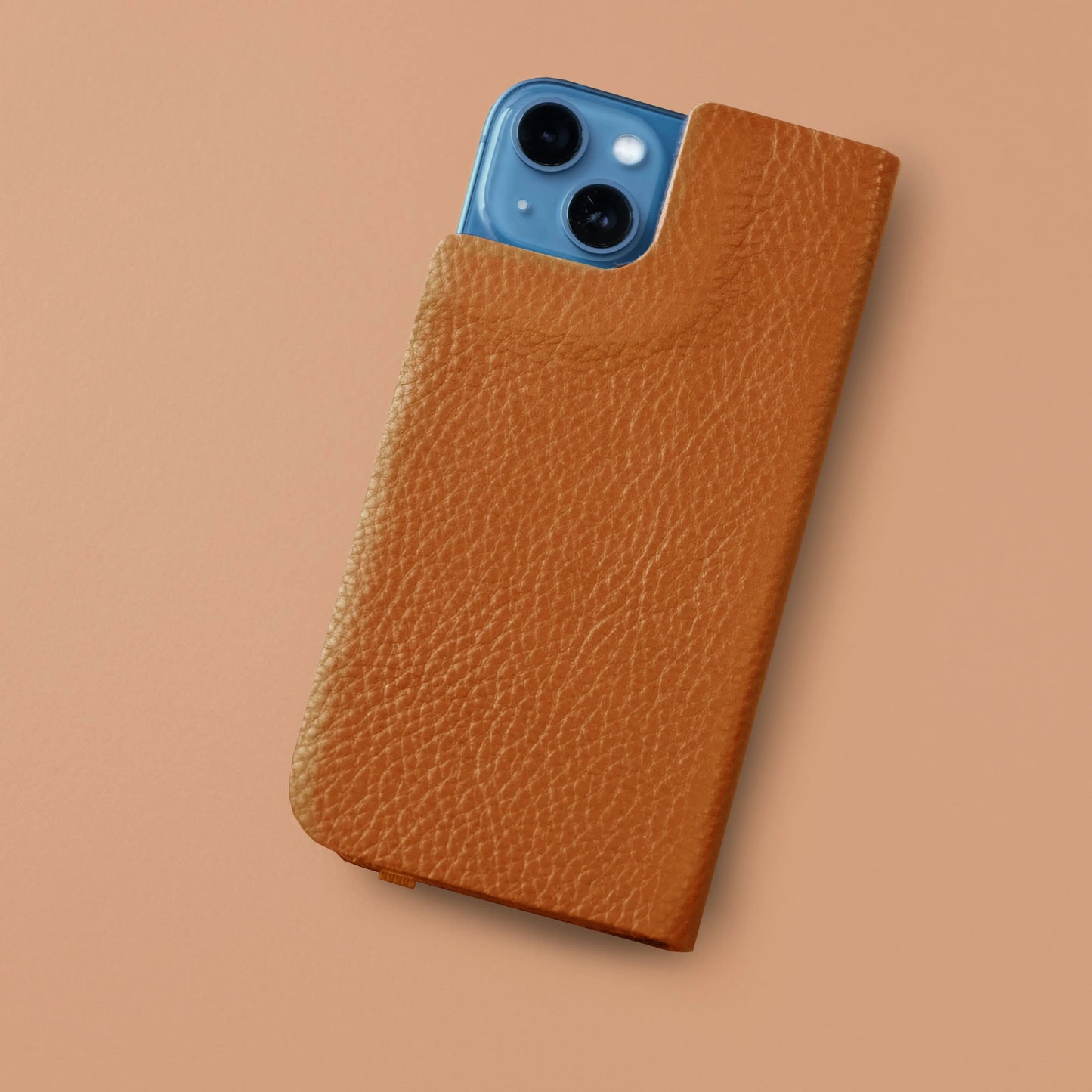 Ledercover für iPhones aus orangefarbenem Rindsleder